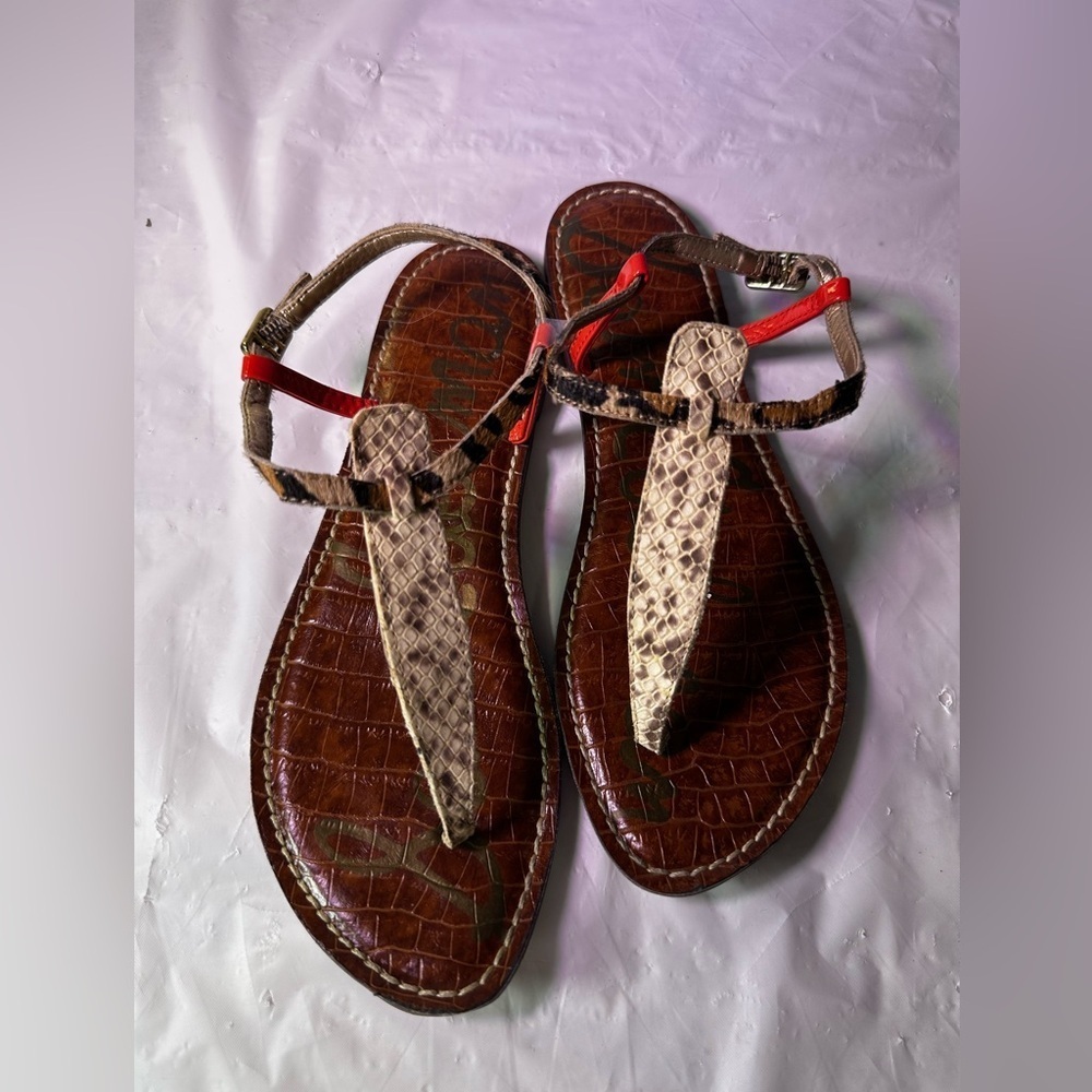 Sam Edelman Snakeskin and Red Sandals